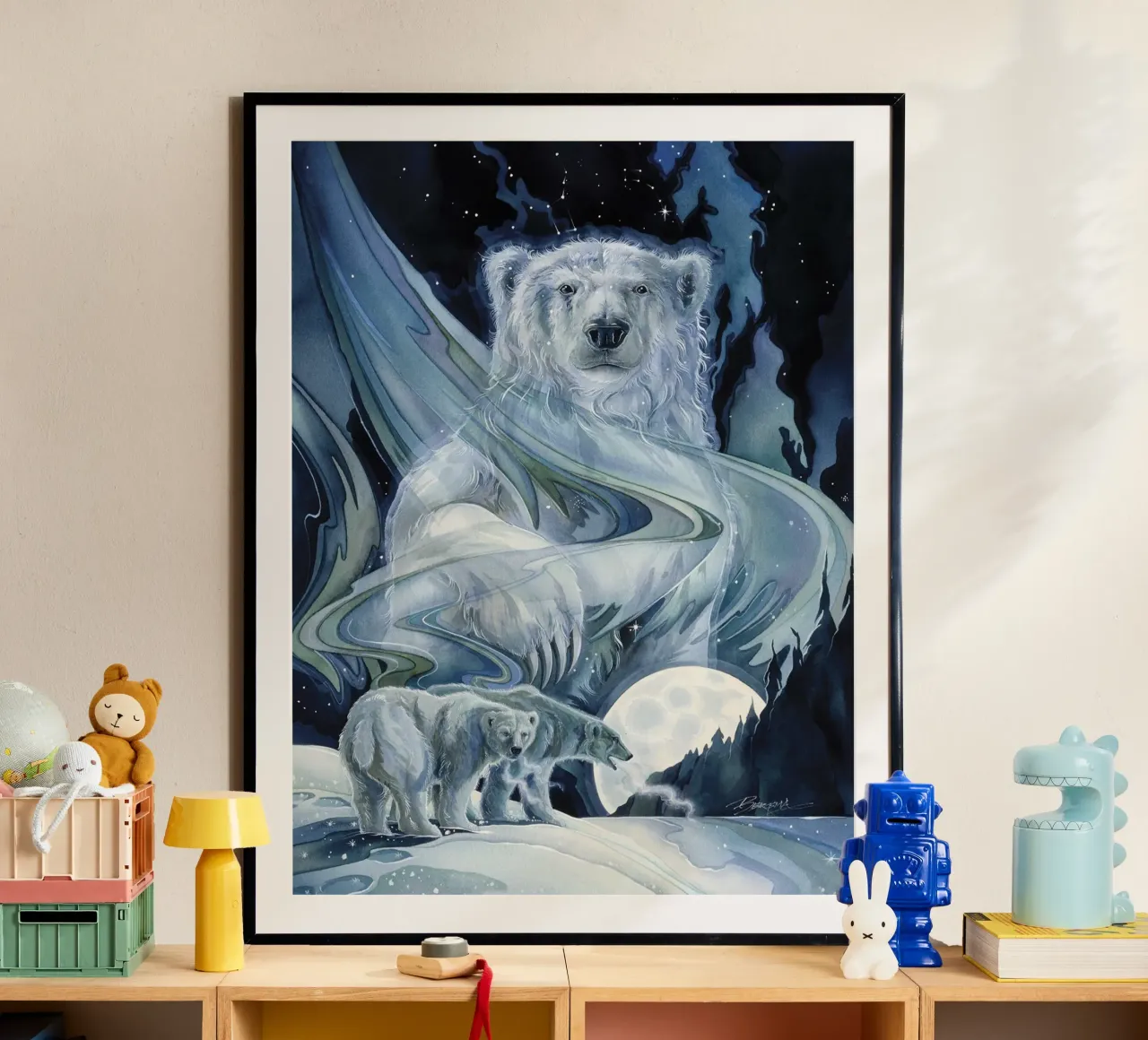 Orsi polari di Jody Bergsma poster con telaio in legno da David Jackson