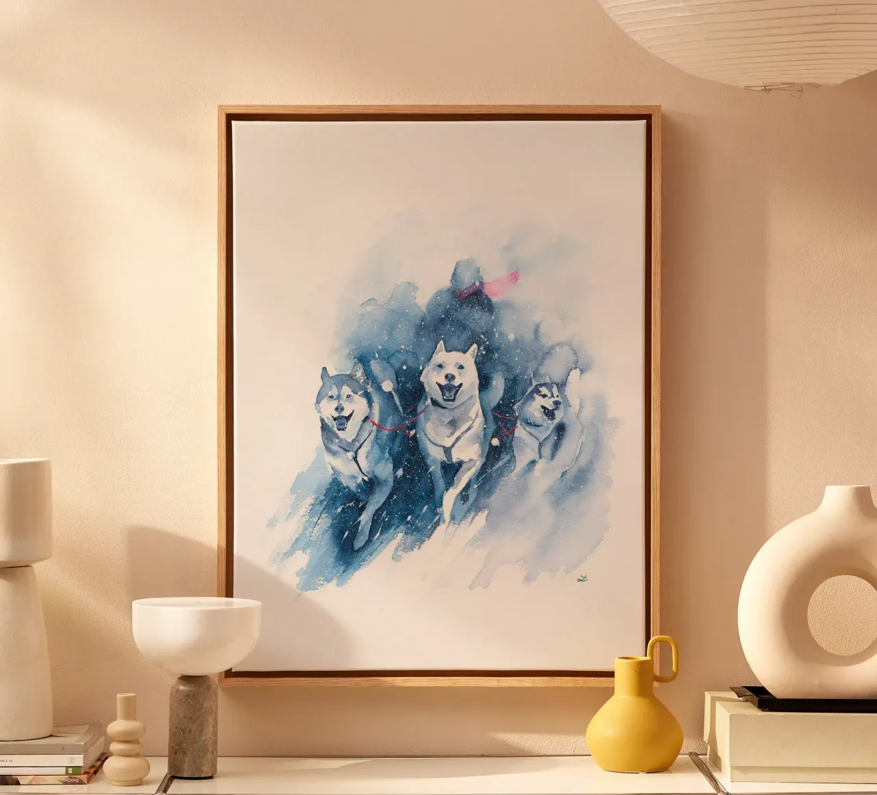 Sledehonden canvas met Baklijst van David Jackson