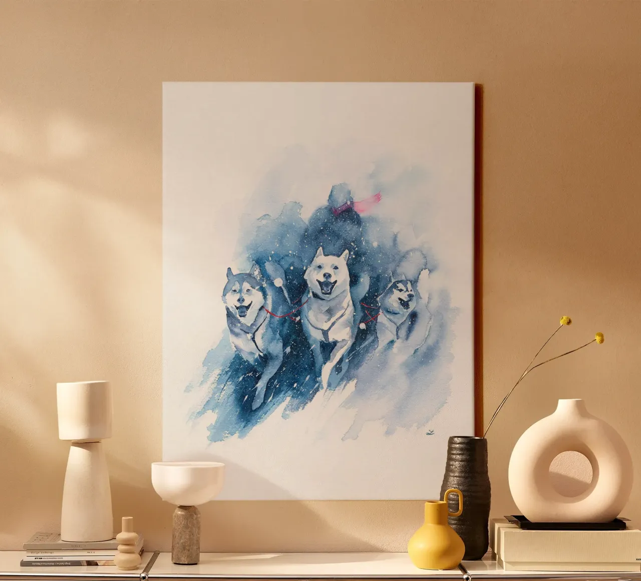 Sledehonden canvas met Baklijst van David Jackson