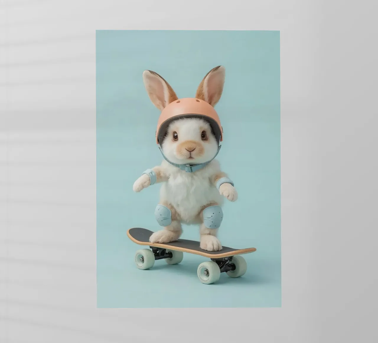 Coniglio su skateboard con attrezzatura di sicurezza pellicola backlit da DesignDoodle