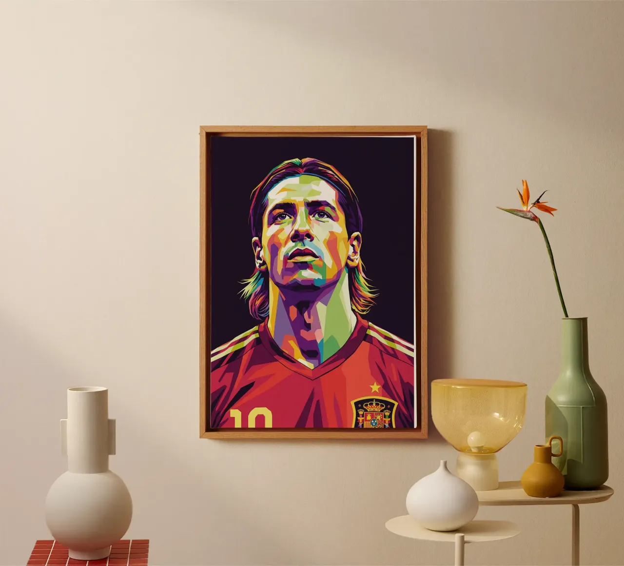 Ritratto pop art di Fernando Torres tela con Cornice a cassetta da Hantamrata