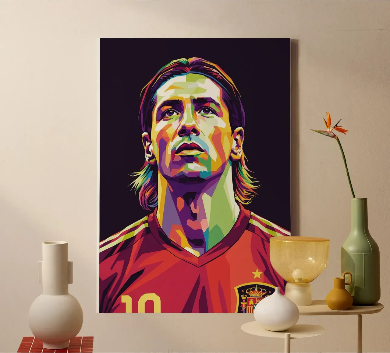 Ritratto pop art di Fernando Torres tela con Cornice a cassetta da Hantamrata