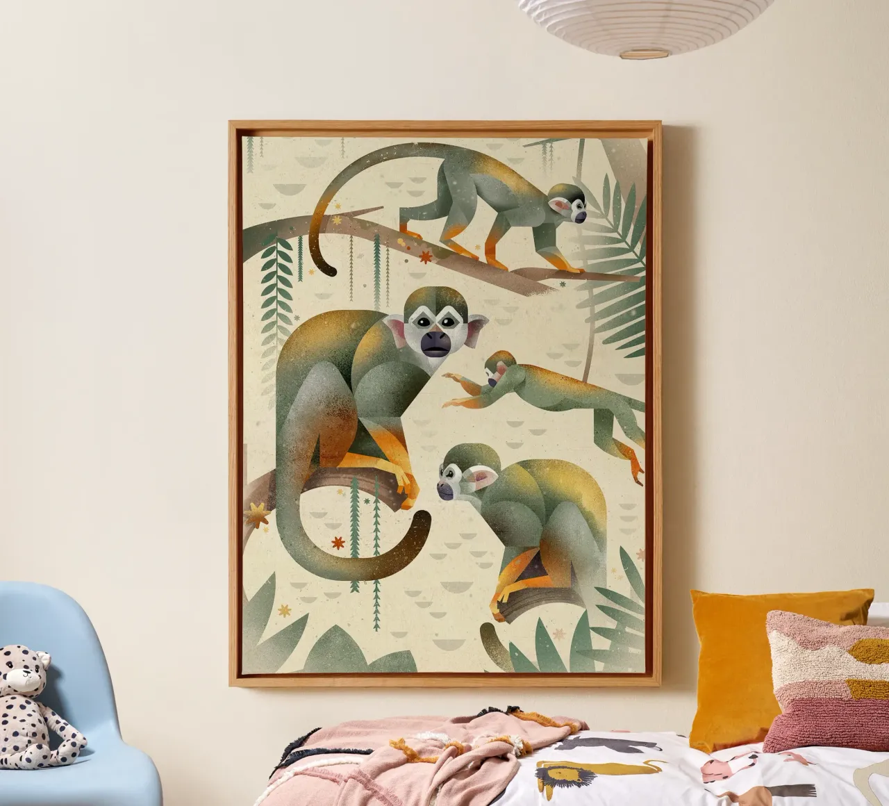 Squirrel monkey canvas with Floater frame by David Jackson
