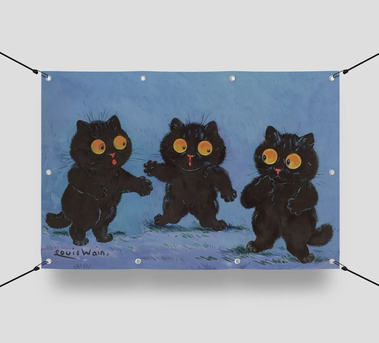 Tre gattini neri telo in pvc da David Jackson