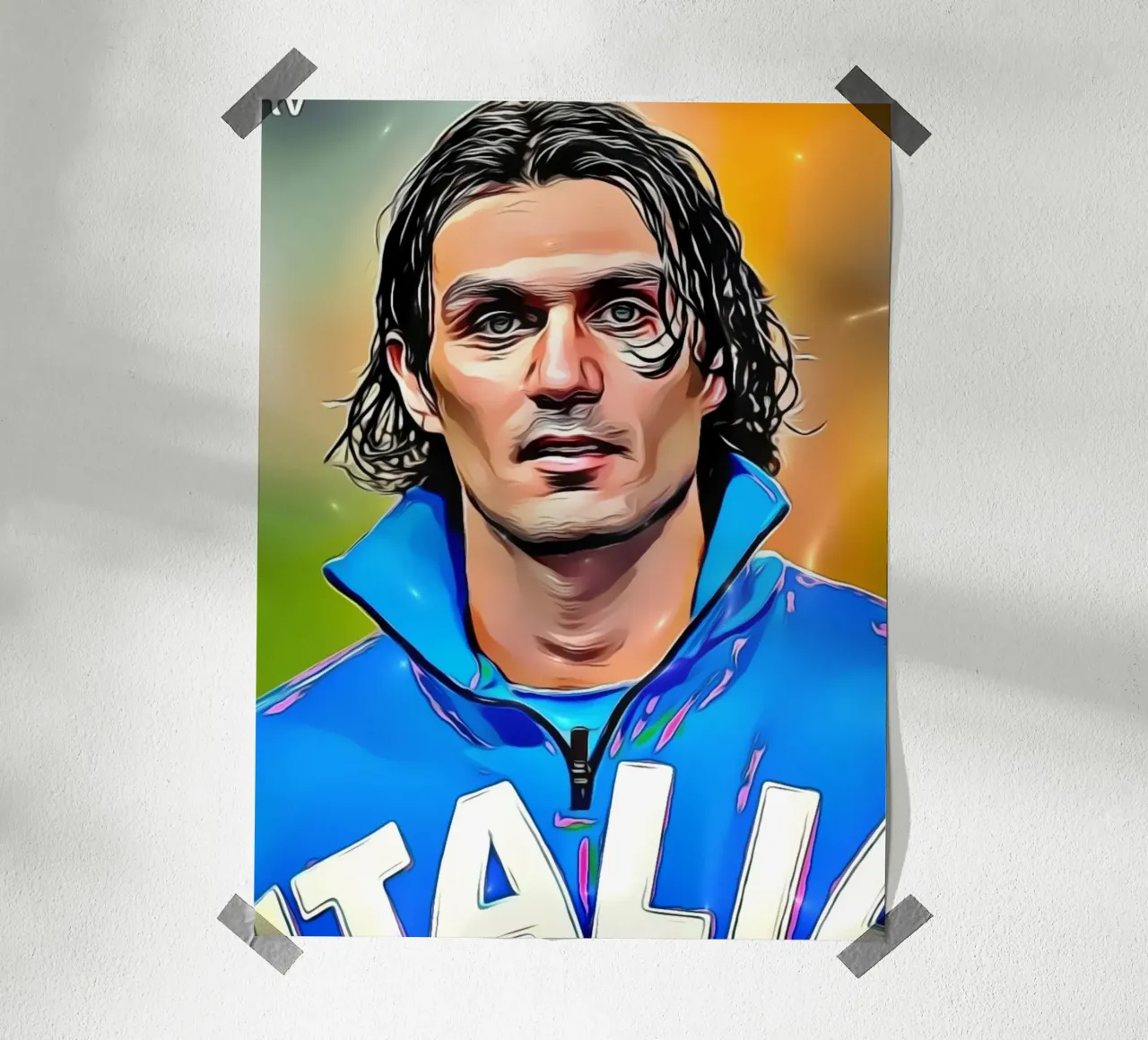 Paolo Maldini en maillot de l'équipe nationale d'Italie poster de dark eagle