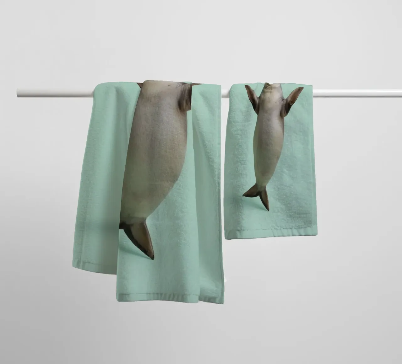 Seal Balancing with Ball on Green Background towel by DesignDoodle