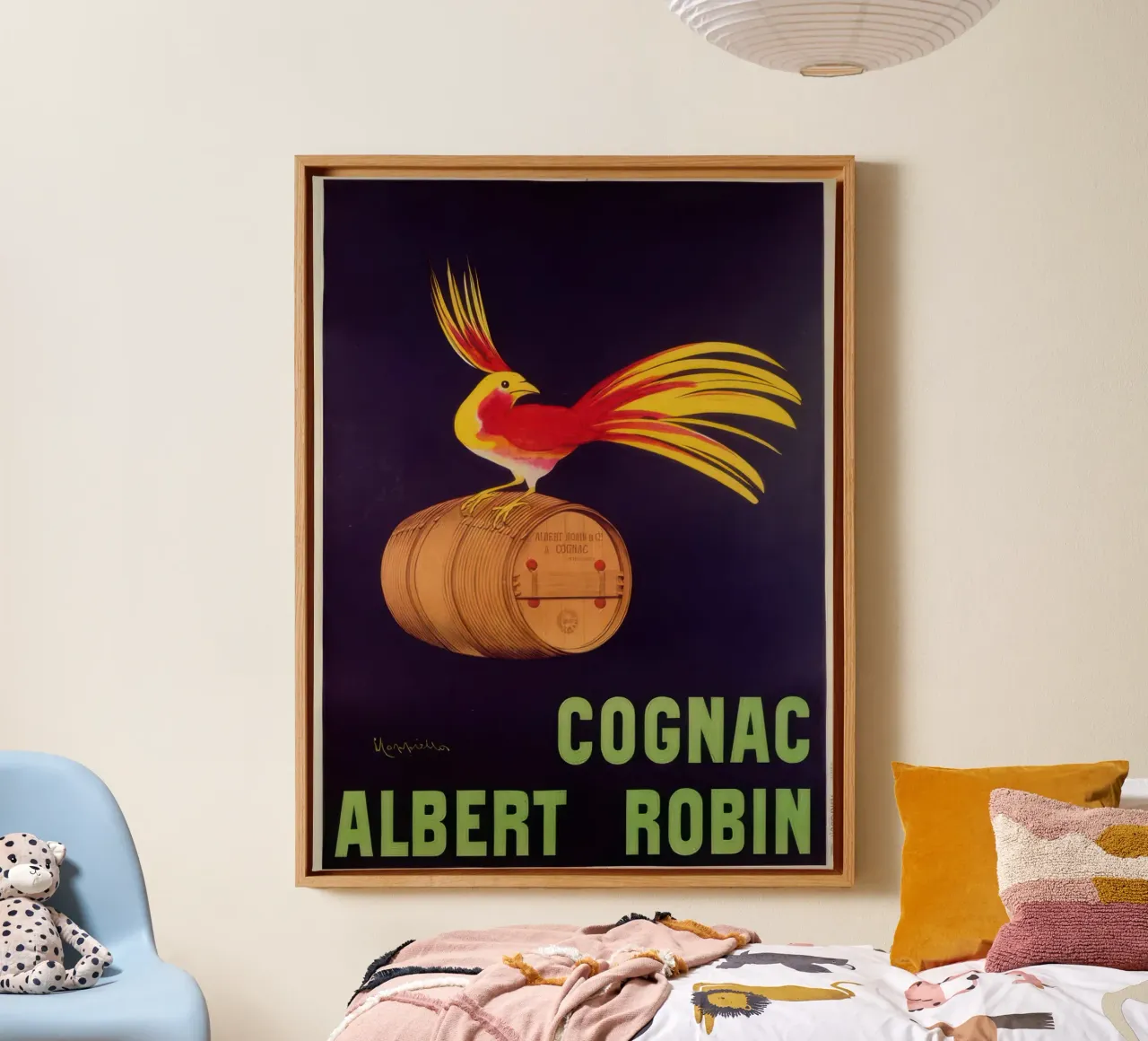 pubblicità "Albert Robin Cognac tela con Cornice a cassetta da mix mate