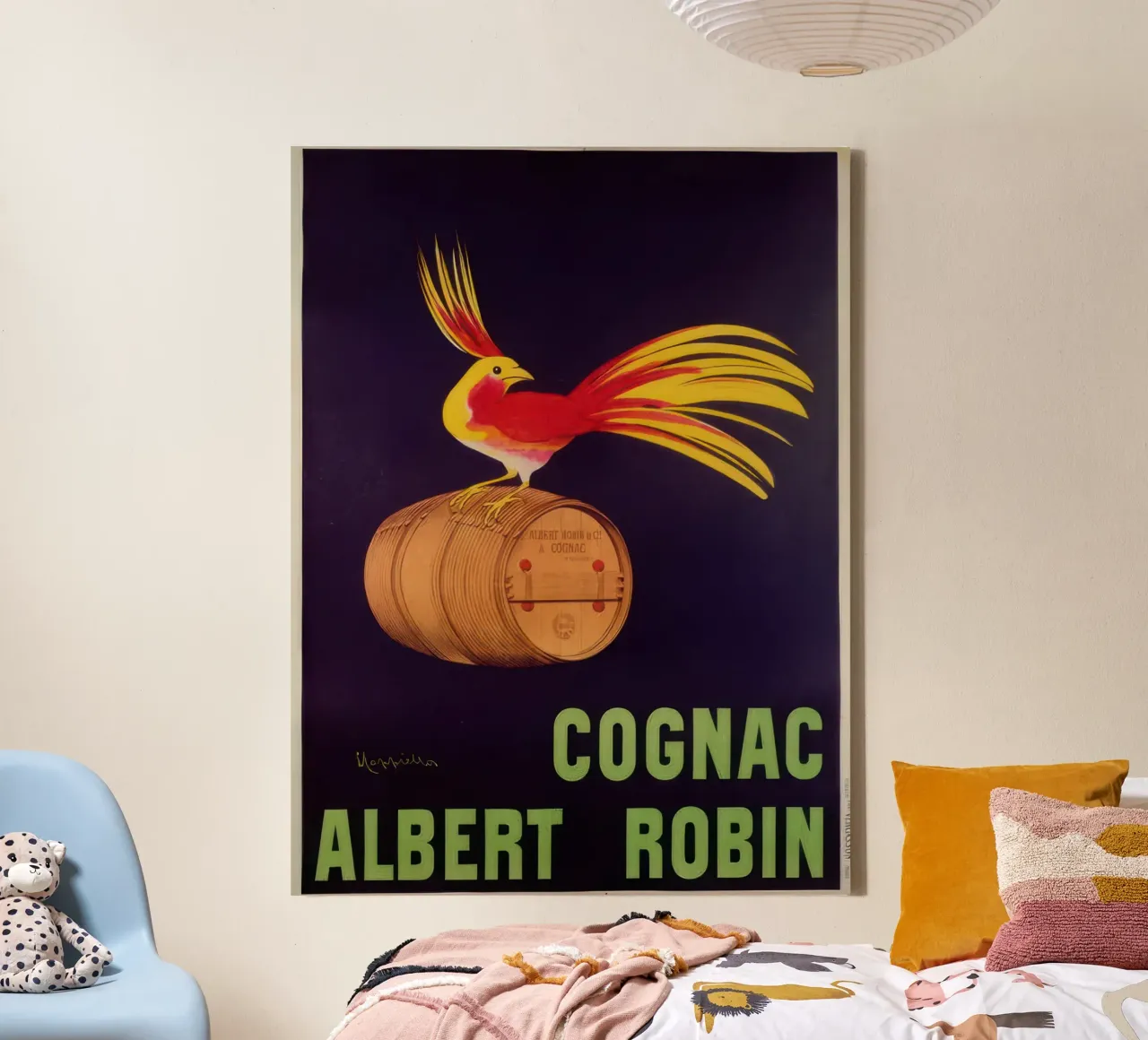 pubblicità "Albert Robin Cognac tela con Cornice a cassetta da mix mate