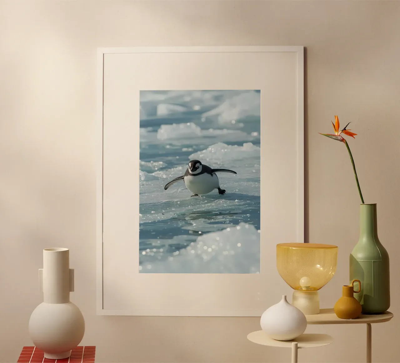 Single Penguin skating on Ice poster by DesignDoodle