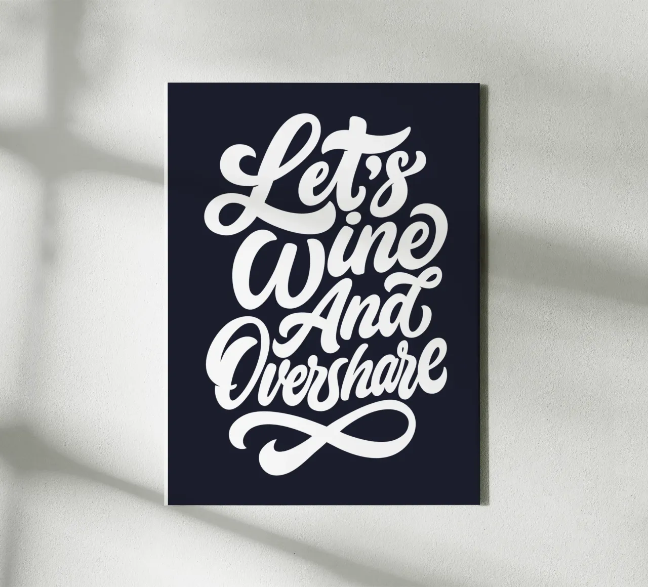 Let's Wine and Overshare canvas with Floater frame by easternspringco