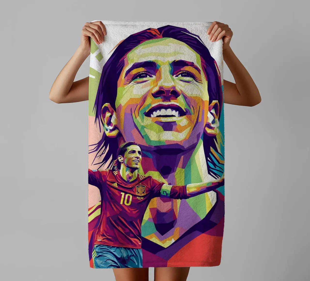 Fernando Torres con l'iconico sorriso asciugamano da bagno da Hantamrata