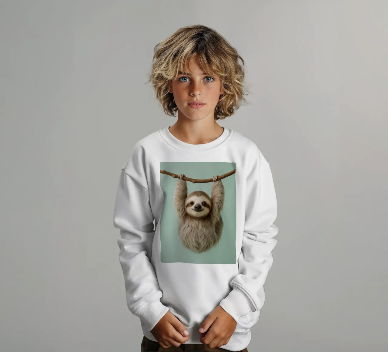 Bradipo felice appeso a un ramo felpa bambino da DesignDoodle