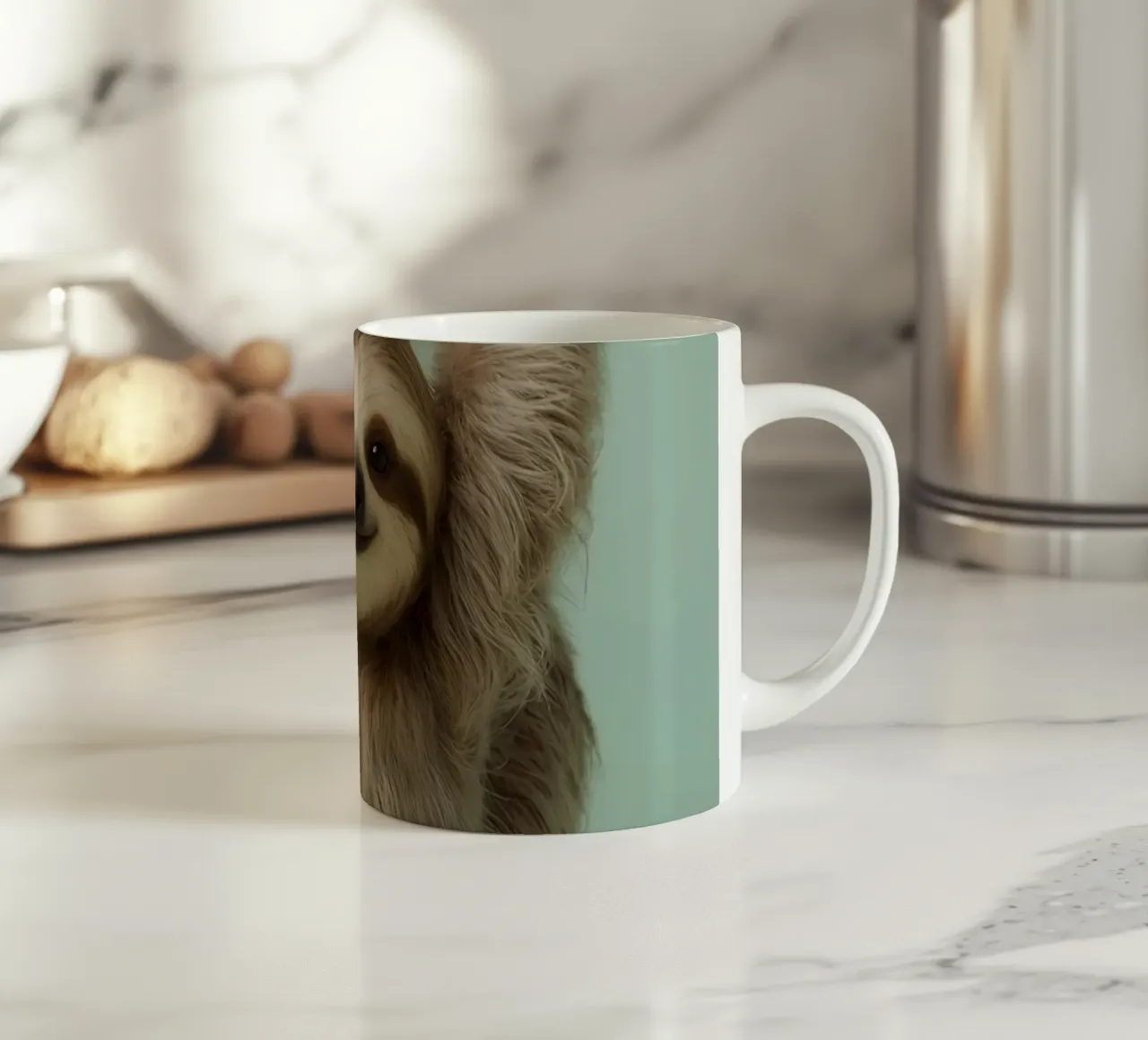 Bradipo felice appeso a un ramo tazza in ceramica da DesignDoodle