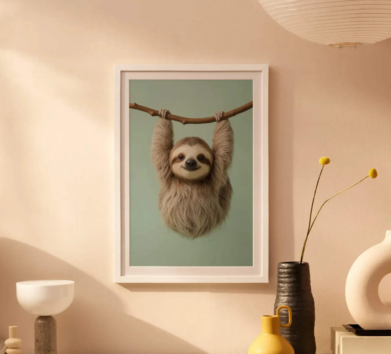Bradipo felice appeso a un ramo poster da DesignDoodle