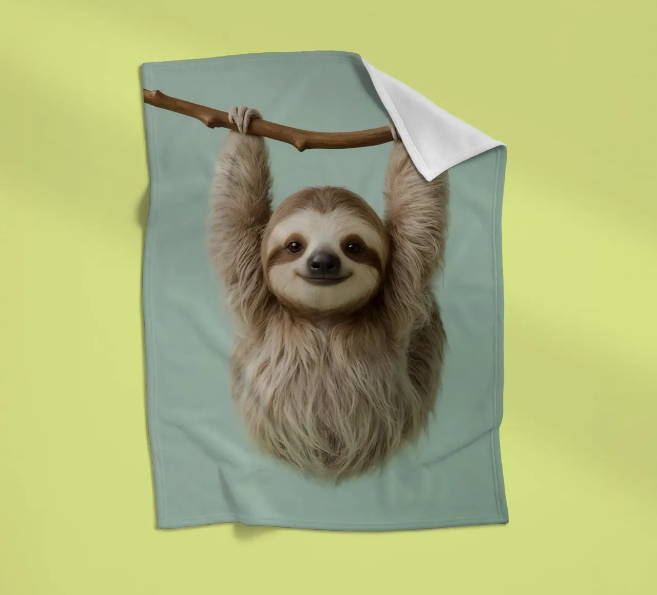 Bradipo felice appeso a un ramo coperta in pile da DesignDoodle