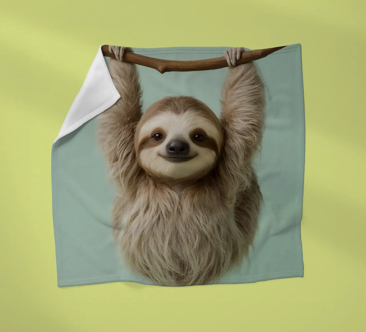 Bradipo felice appeso a un ramo coperta in pile da DesignDoodle
