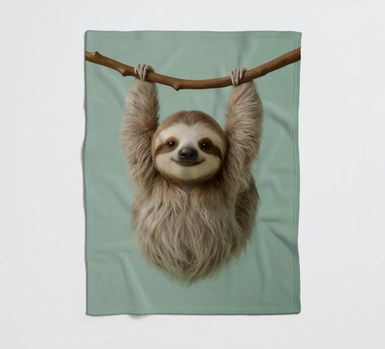 Bradipo felice appeso a un ramo coperta in pile da DesignDoodle