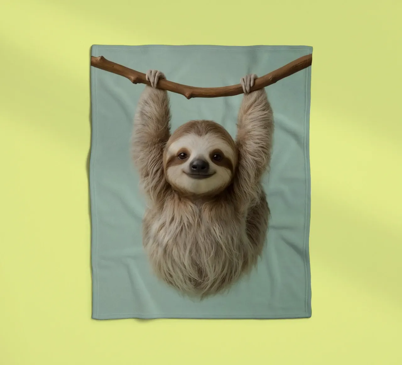 Bradipo felice appeso a un ramo coperta in pile da DesignDoodle