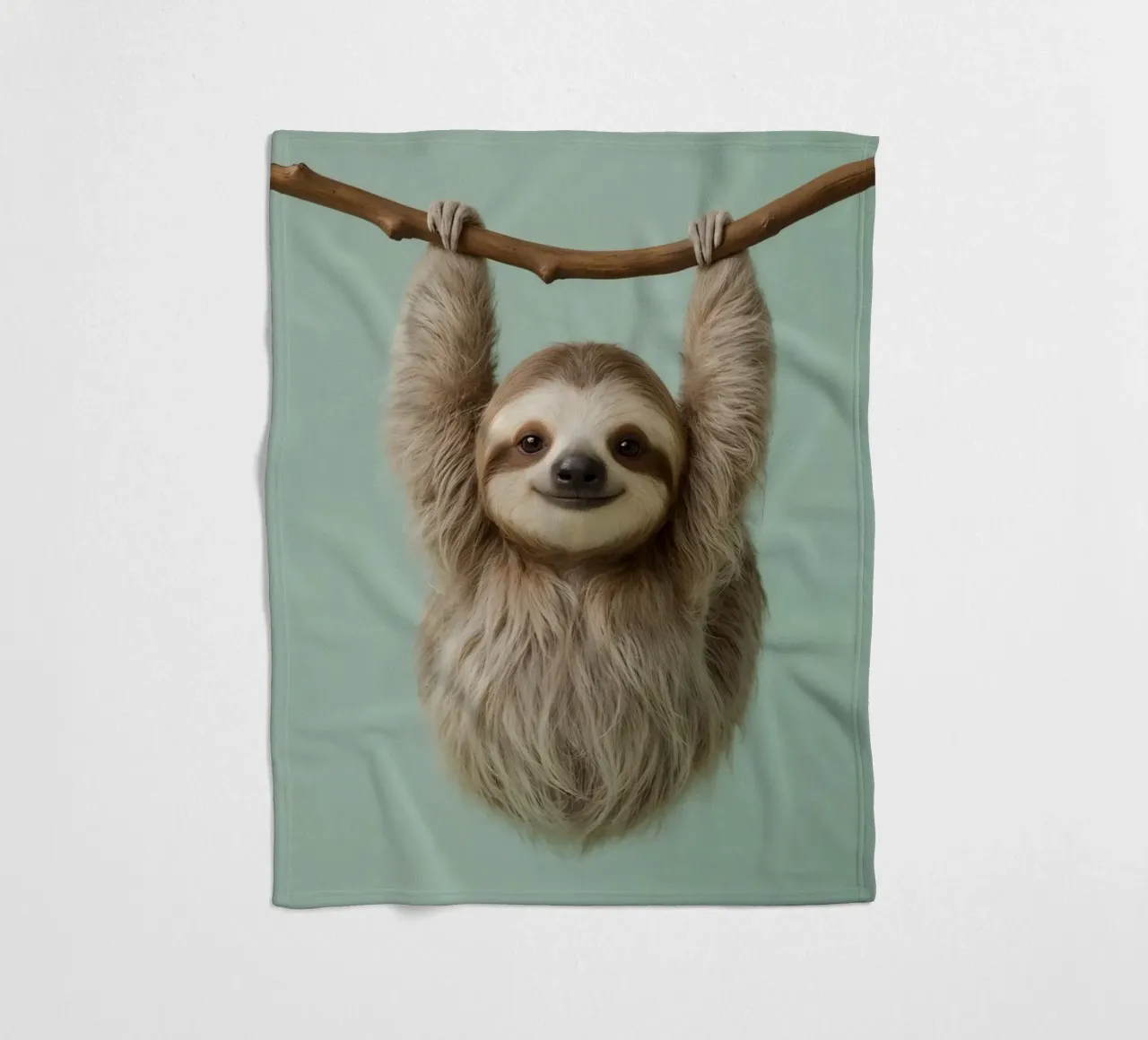 Bradipo felice appeso a un ramo coperta in pile da DesignDoodle