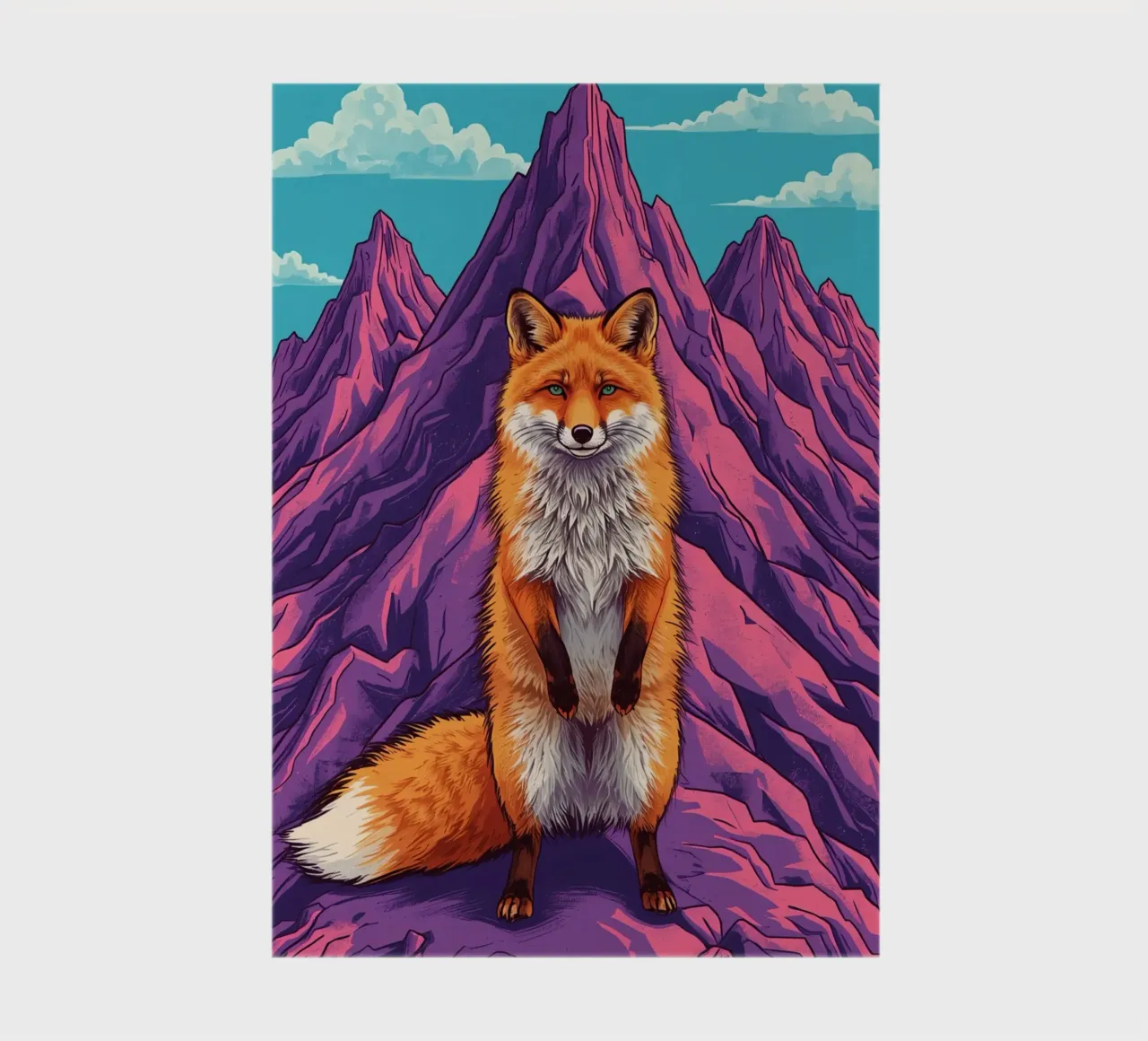 Standing Fox in Front of Three Mountains notebook by DesignDoodle