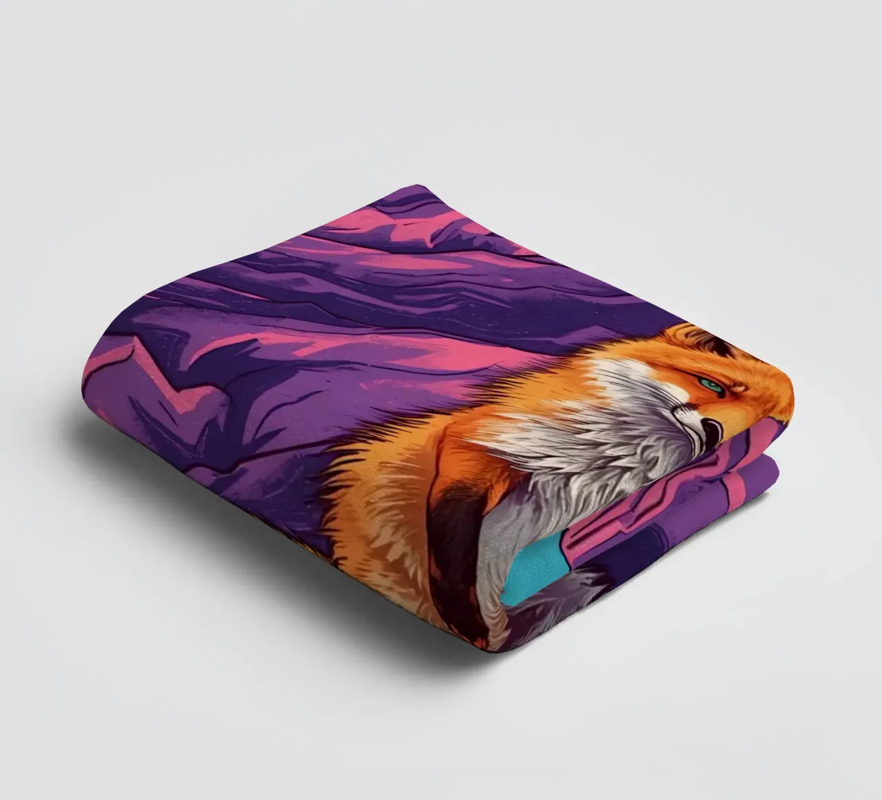 Standing Fox in Front of Three Mountains towel by DesignDoodle