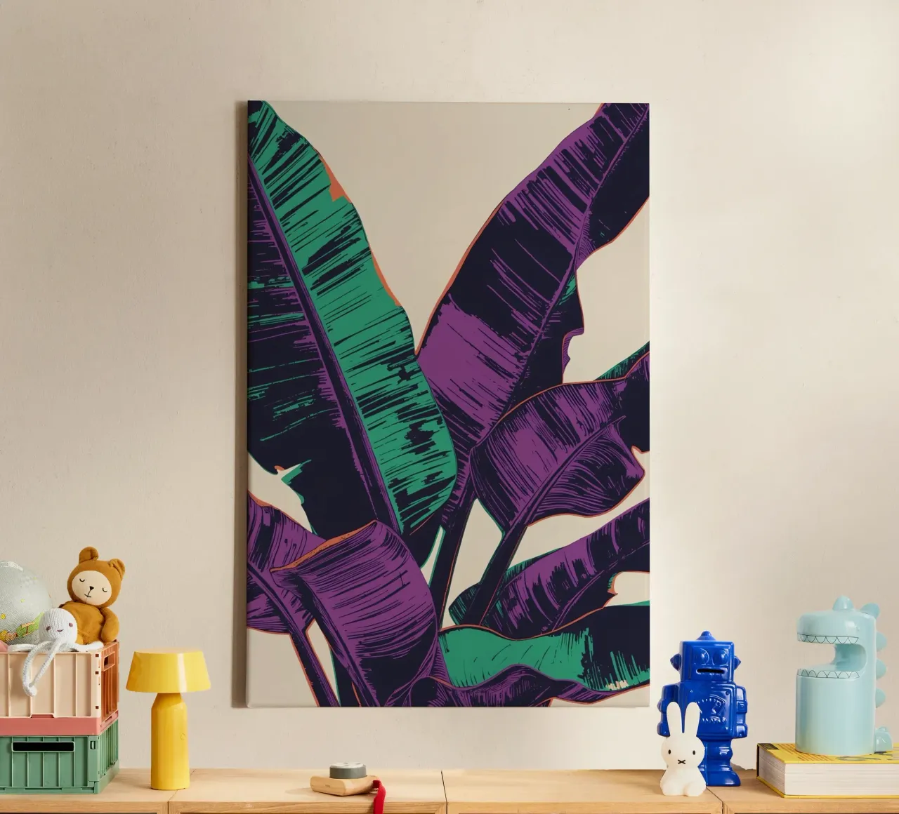 Gestileerde bananenbladeren kunst canvas met Baklijst van DesignDoodle