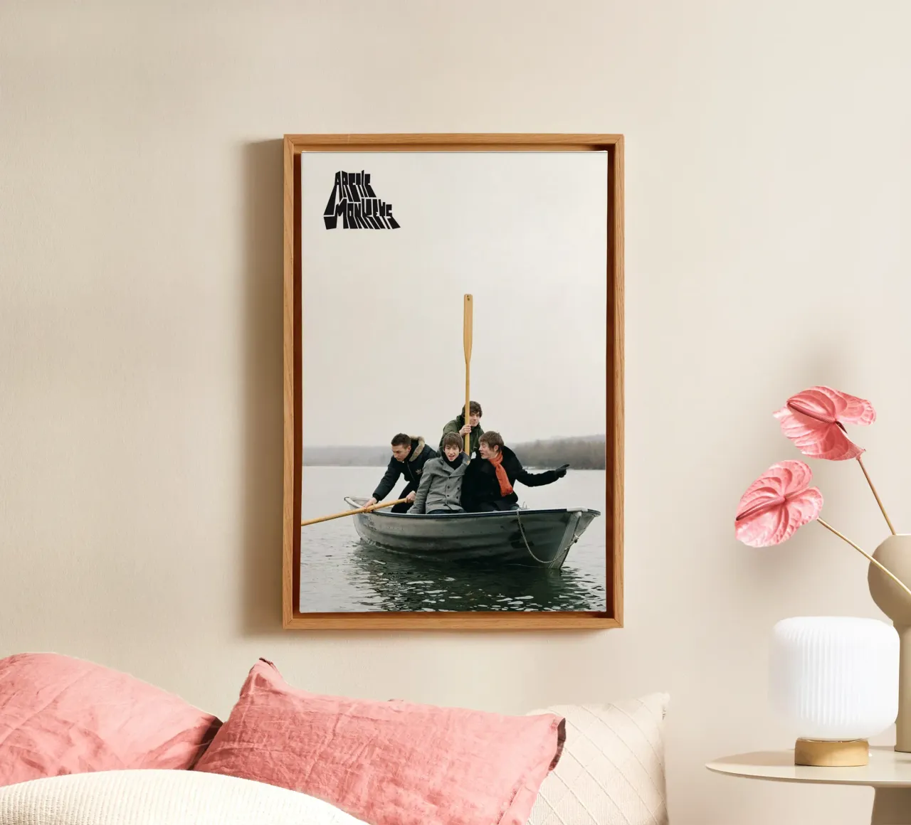 All Member Arctic Monkeys On Boat canvas met Baklijst van GleYYY