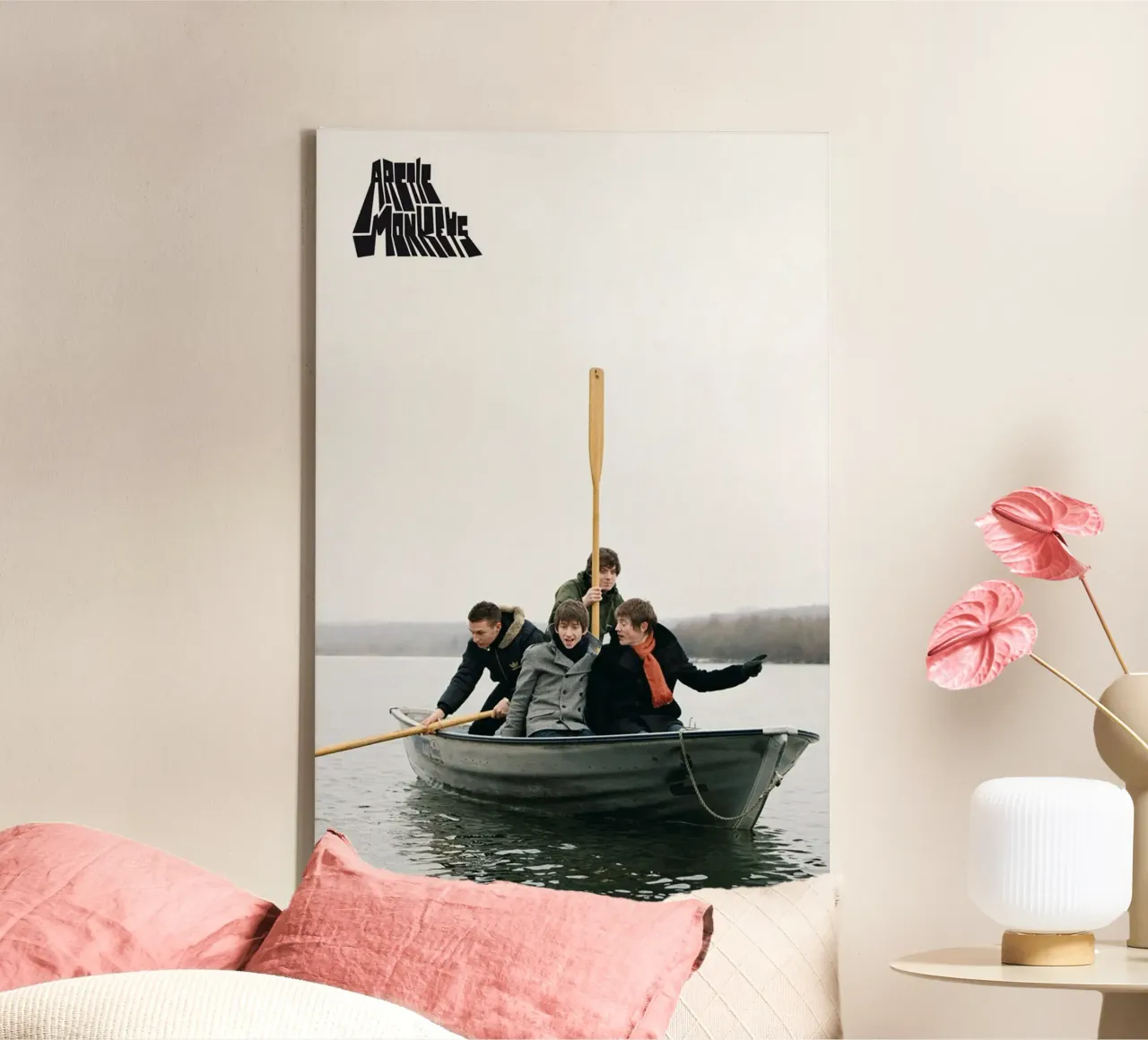 All Member Arctic Monkeys On Boat canvas met Baklijst van GleYYY