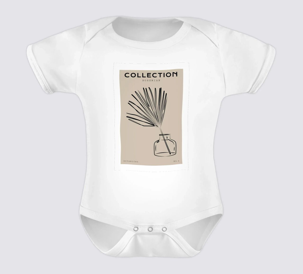 Boho Bohemian 10 Vase Palm short-sleeve baby romper by Boho Print Collection