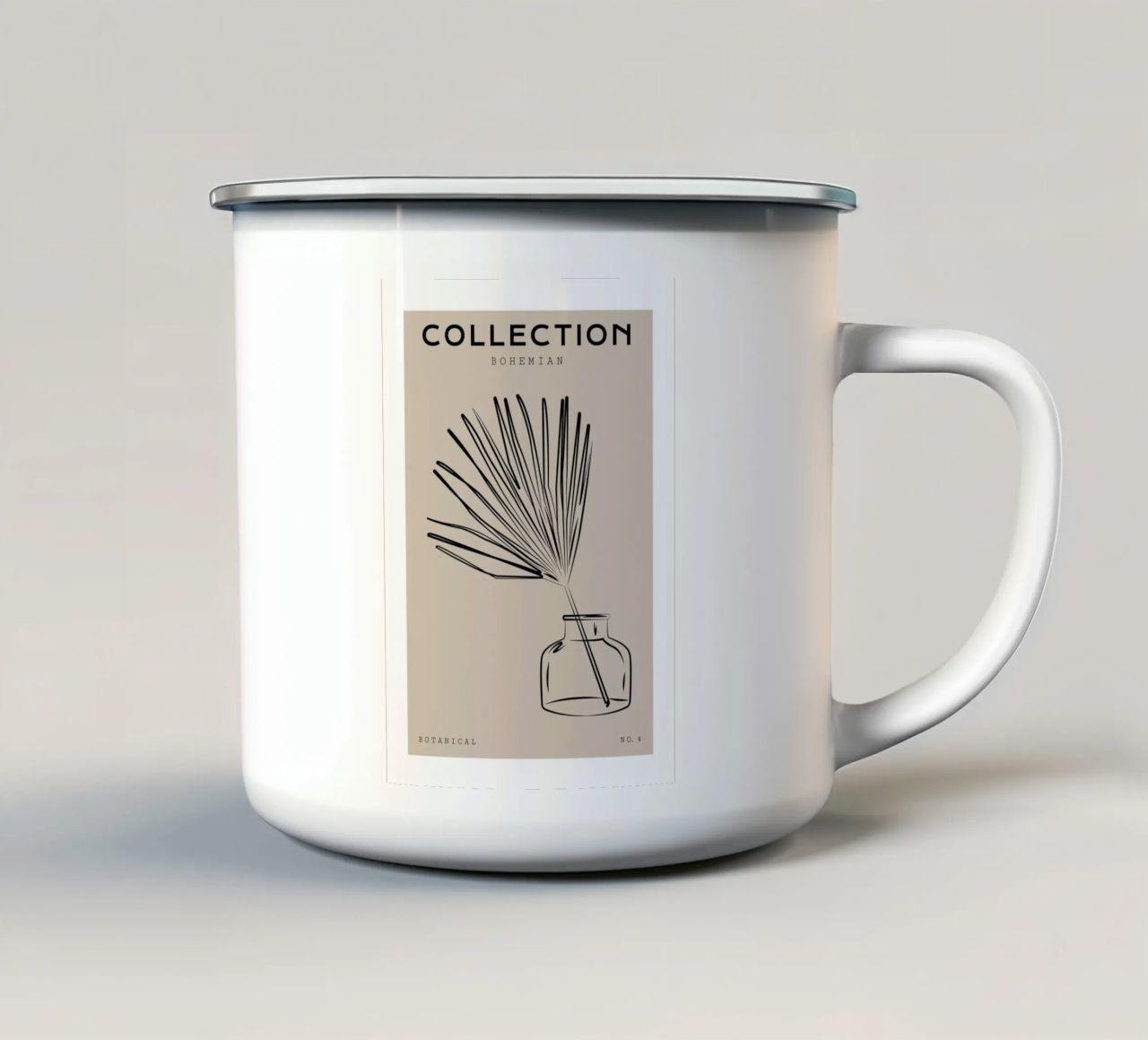 Boho Bohemian 10 Vase Palm enamel mug by Boho Print Collection