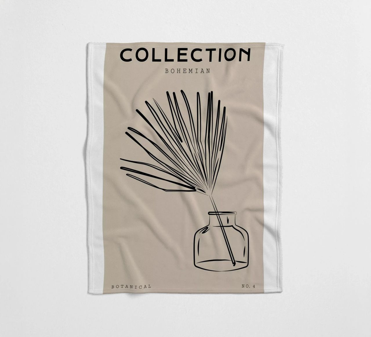 Boho Bohemian 10 Vase Palm fleece blanket by Boho Print Collection