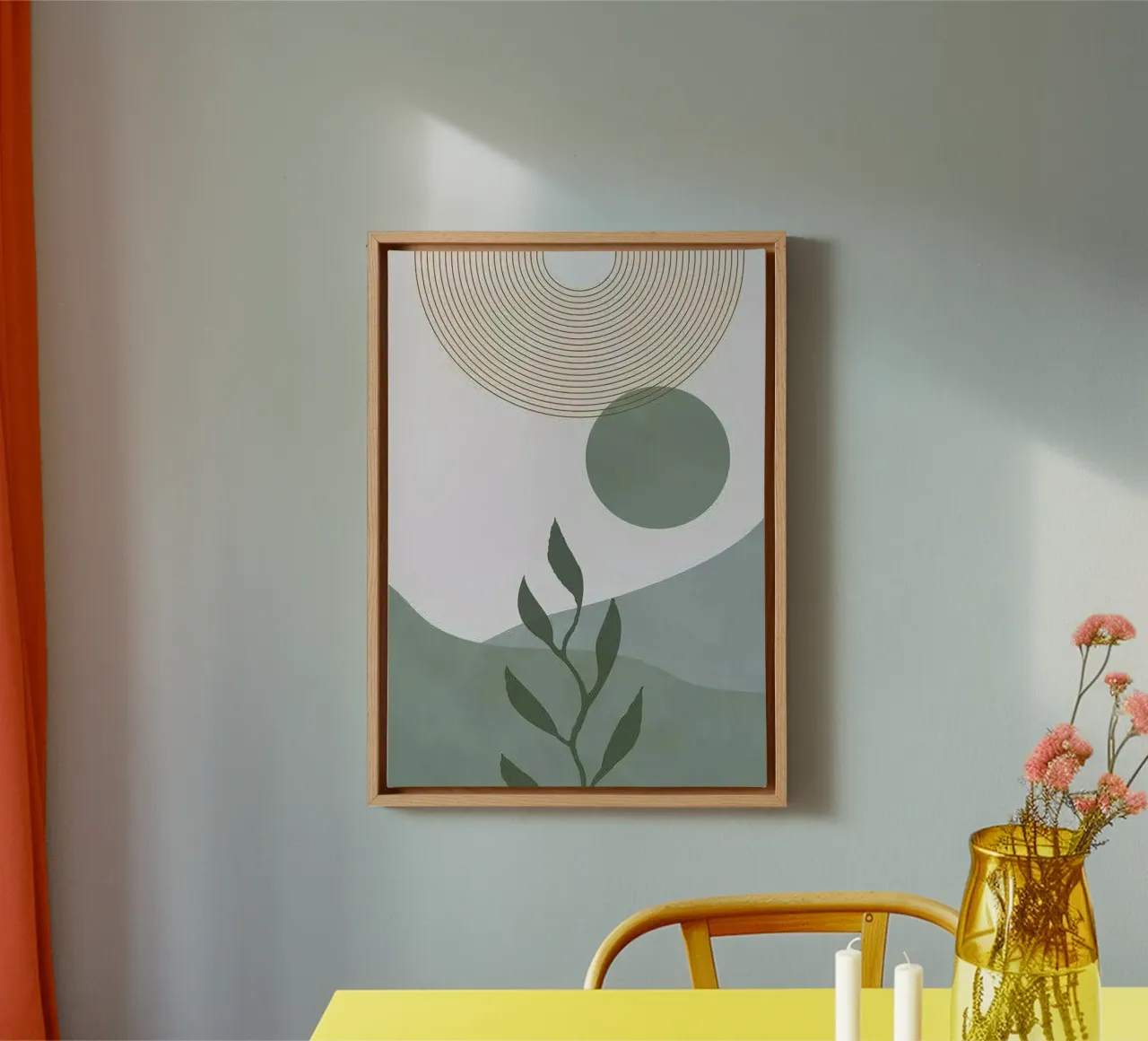 circle line leaf tree tela con Cornice a cassetta da chaodays