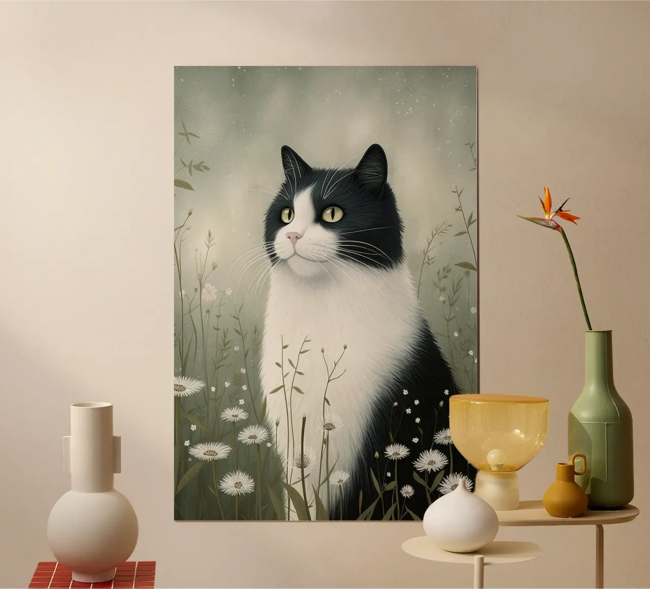 Gatto bianco e nero poster da David Jackson