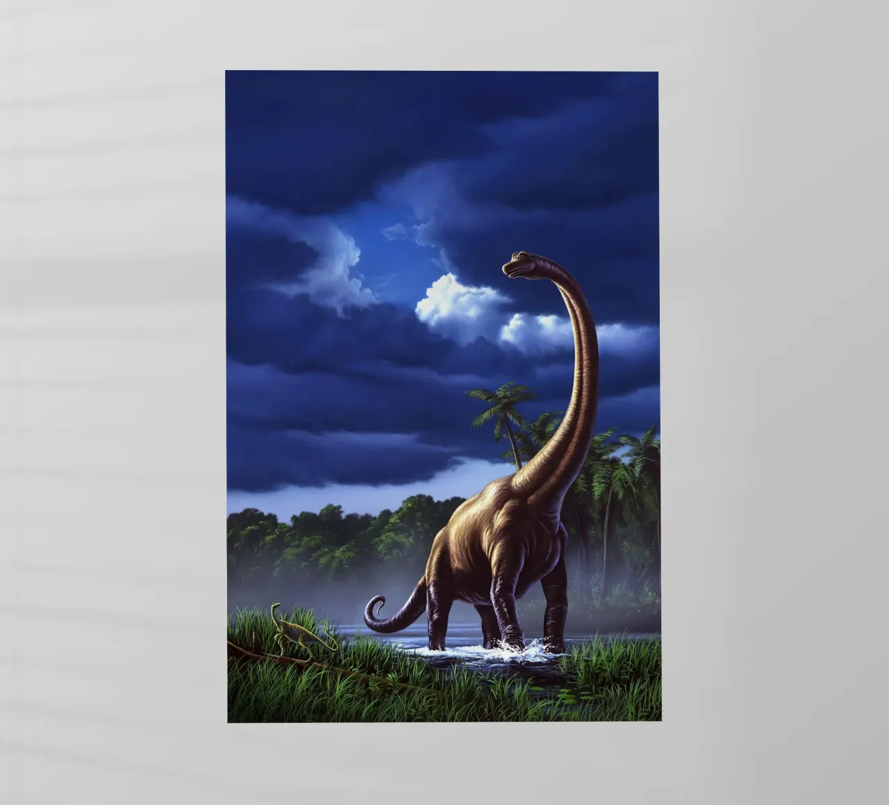 Un Brachiosauro in una palude pellicola backlit da David Jackson