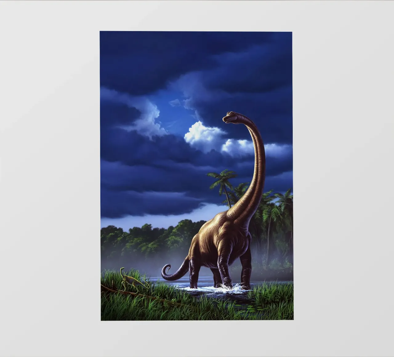 Un Brachiosauro in una palude pellicola backlit da David Jackson