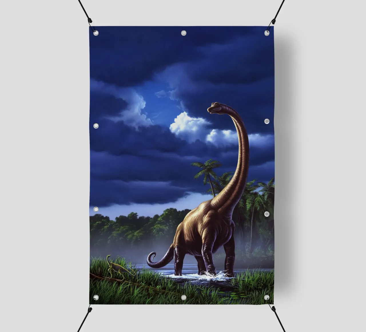 Un Brachiosauro in una palude telo in pvc da David Jackson
