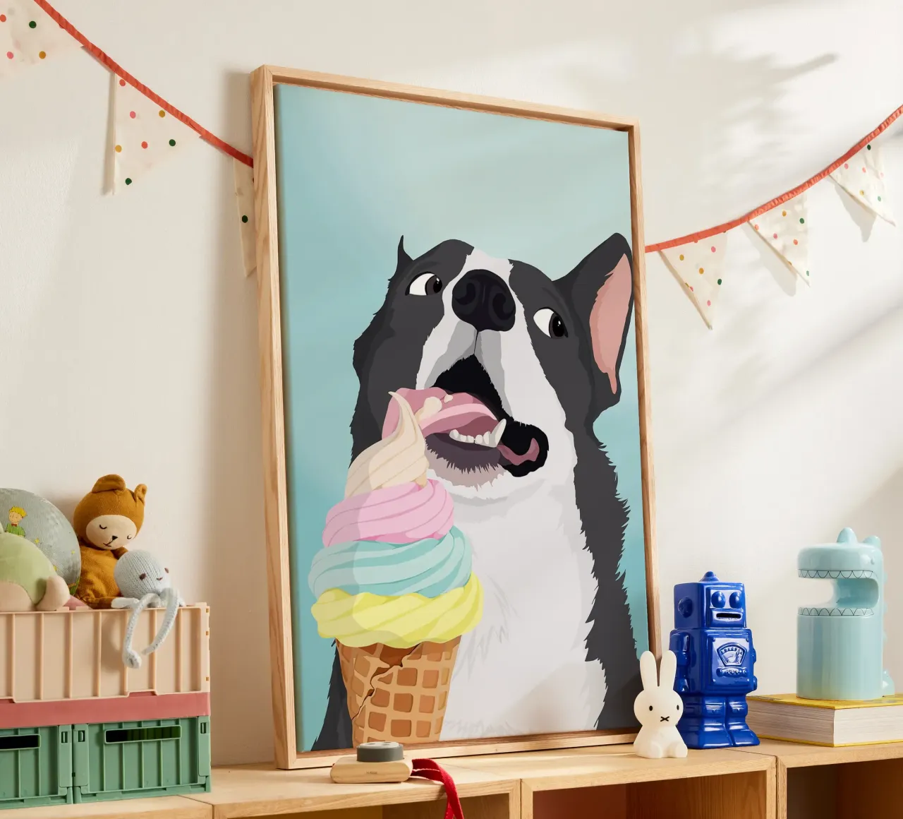 Cane impertinente con gelato tela con Cornice a cassetta da David Jackson