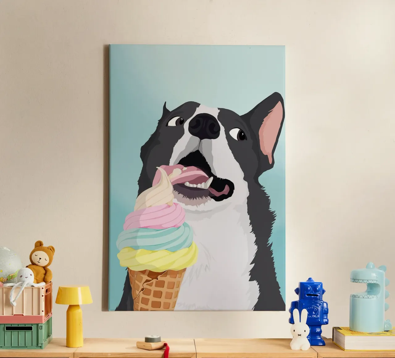 Cane impertinente con gelato tela con Cornice a cassetta da David Jackson