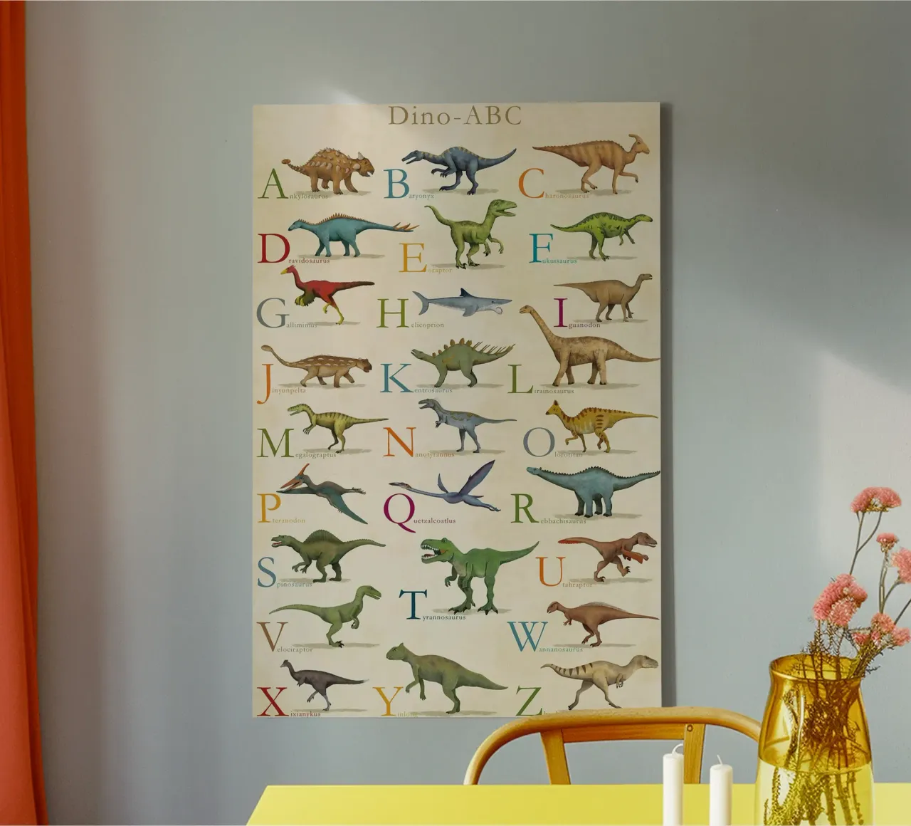 Dinosaur ABC canvas with Floater frame by David Jackson