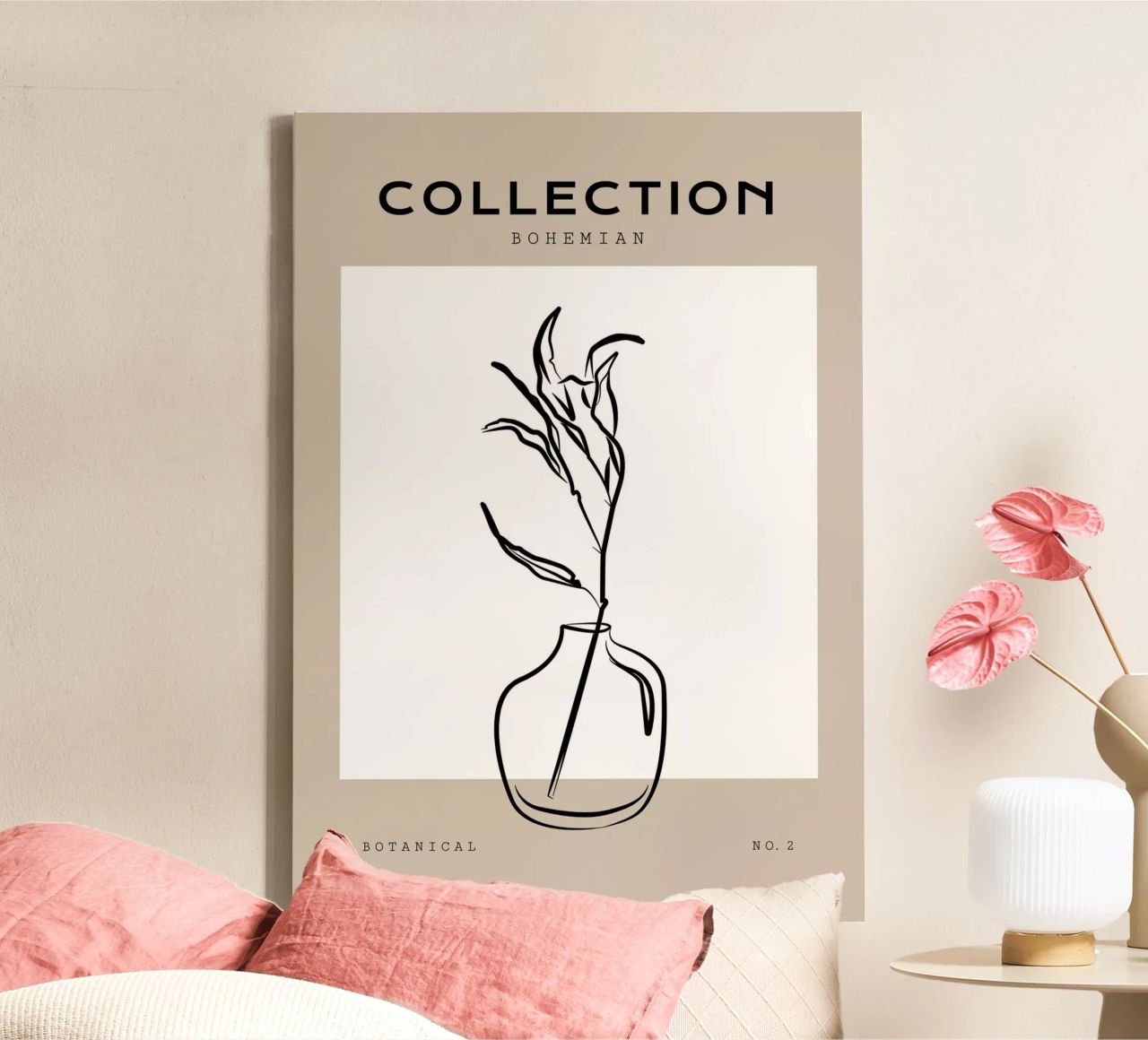 Boho Bohemian 10 Vase Strelizia canvas by Boho Print Collection