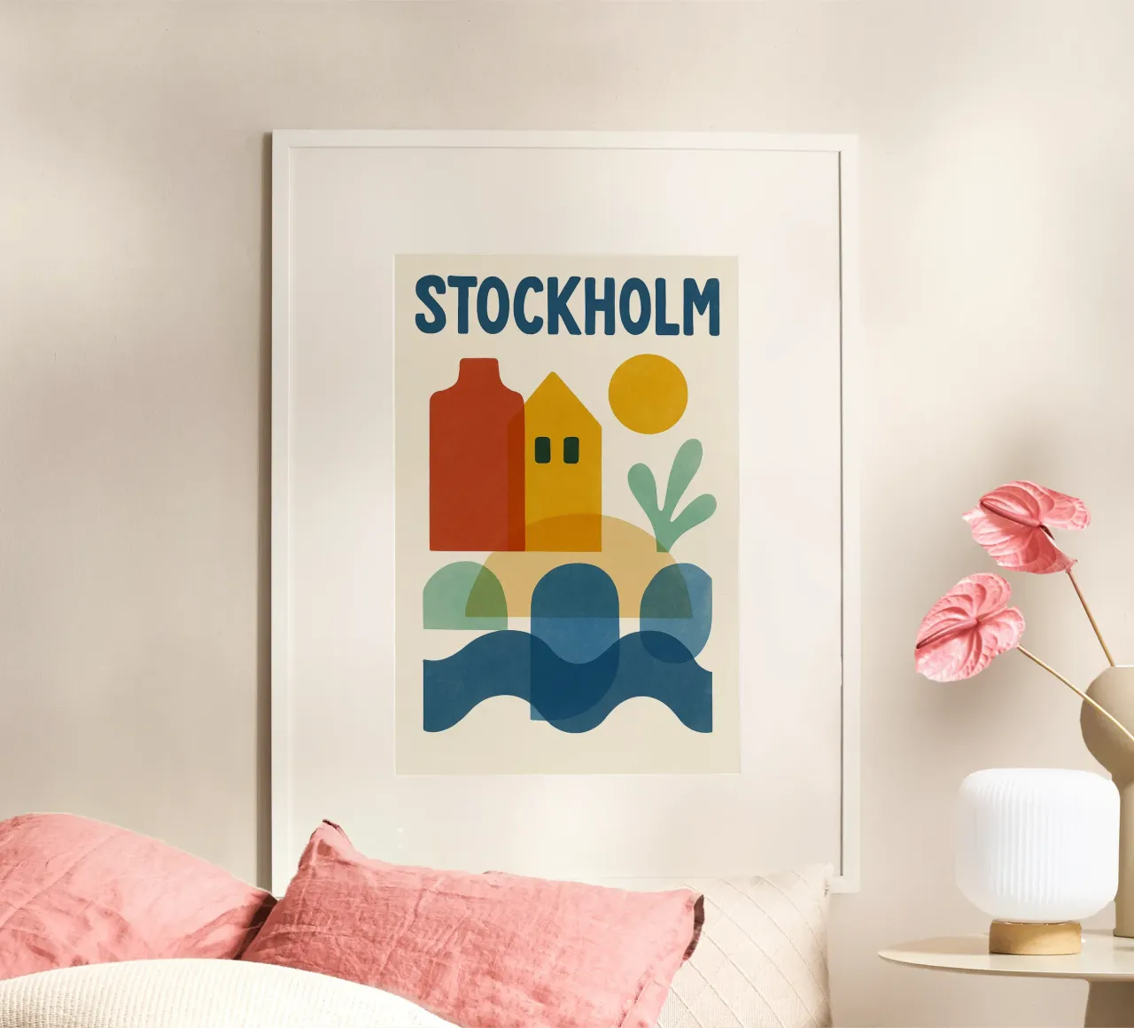 Affiche Stockholm - Poster abstrait scandinavo colorato poster con telaio in legno da JETLAG | affiches voyage