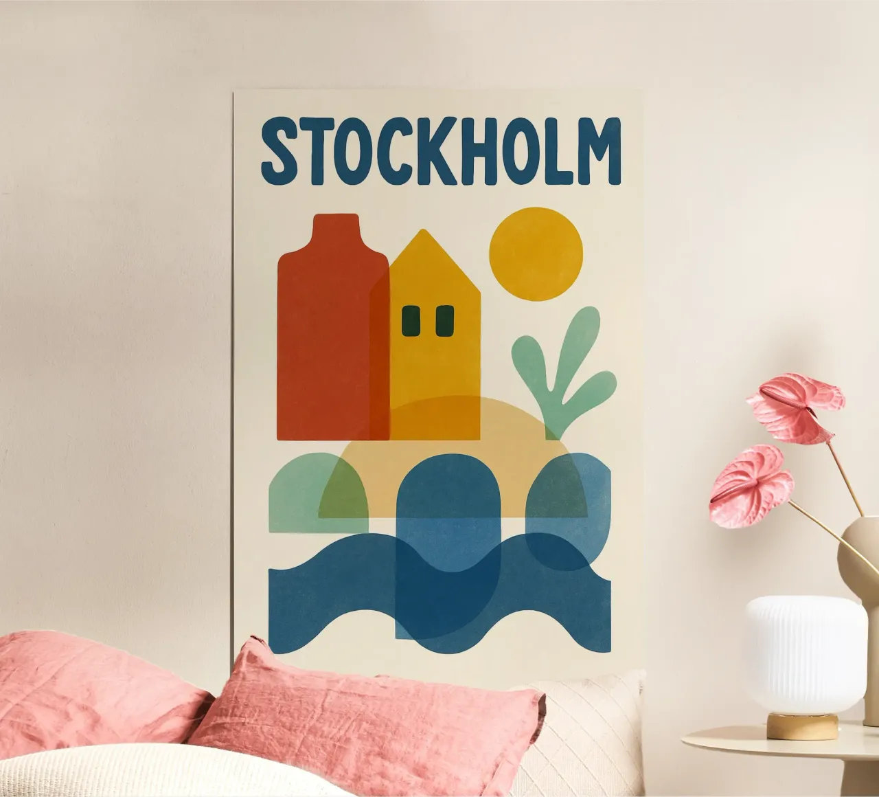 Affiche Stockholm - Poster abstrait scandinavo colorato poster con telaio in legno da JETLAG | affiches voyage
