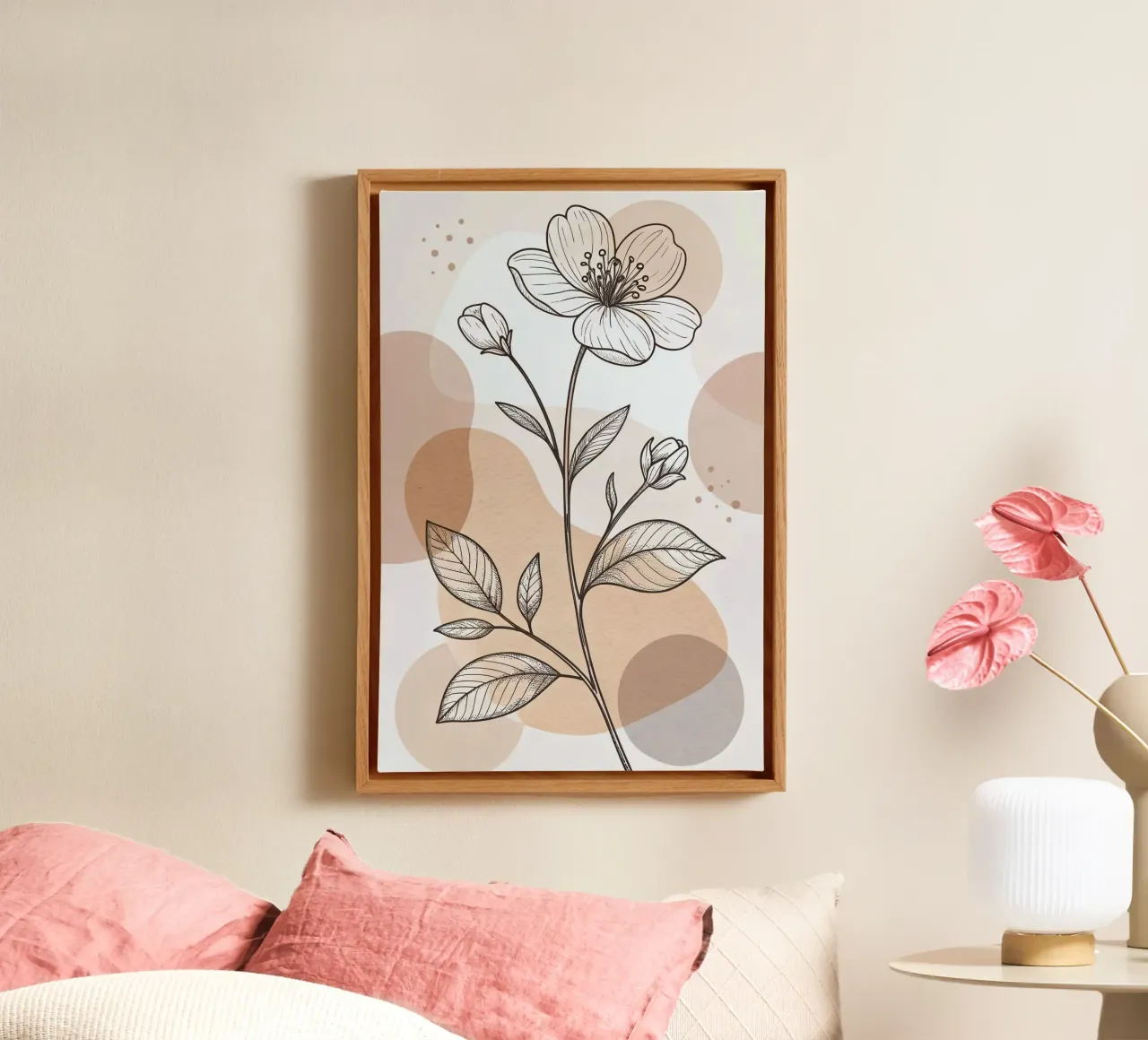 draw shape and flower tela con Cornice a cassetta da lily