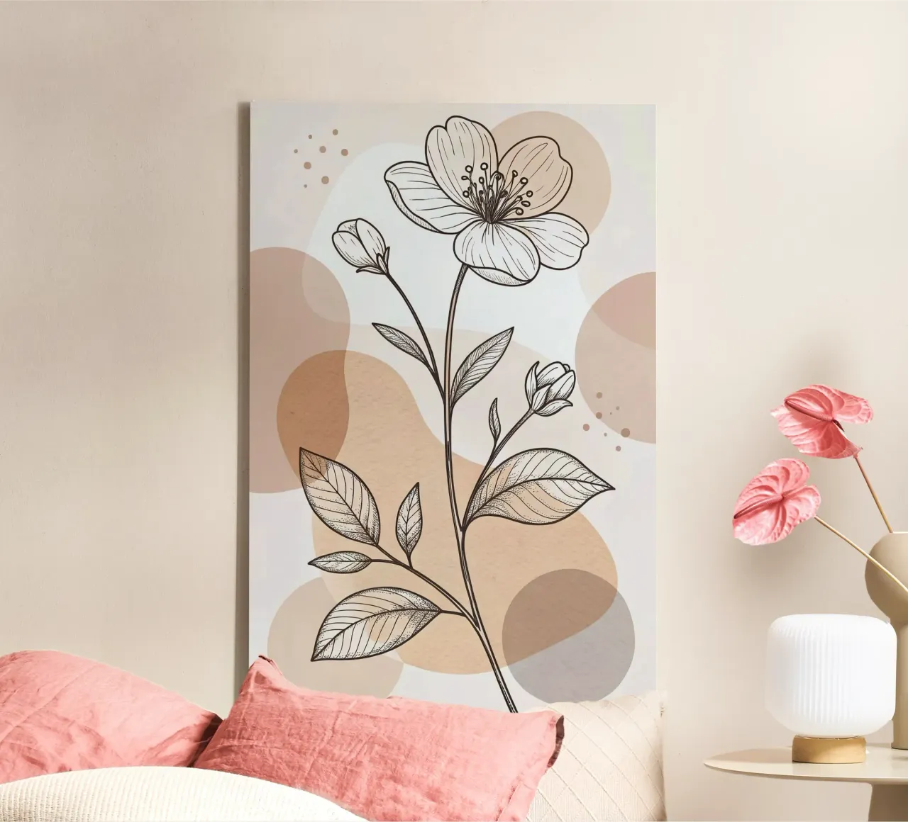 draw shape and flower tela con Cornice a cassetta da lily