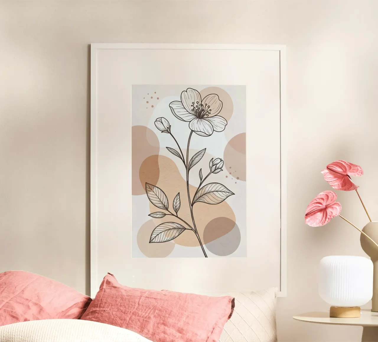 draw shape and flower poster con telaio in alluminio da lily