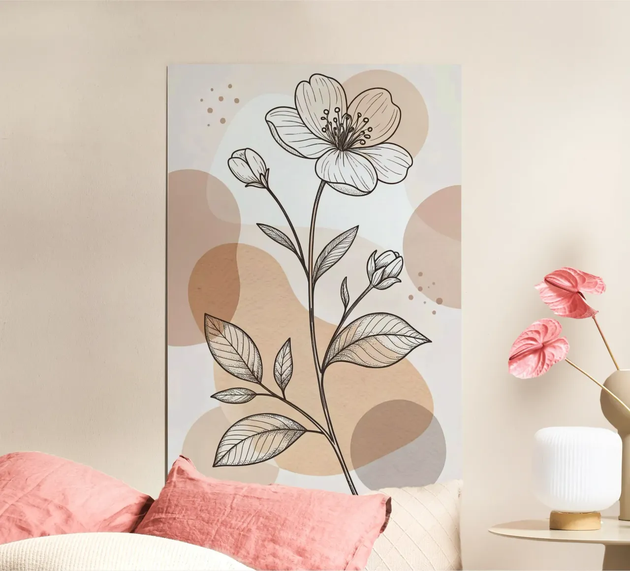 draw shape and flower poster con telaio in alluminio da lily