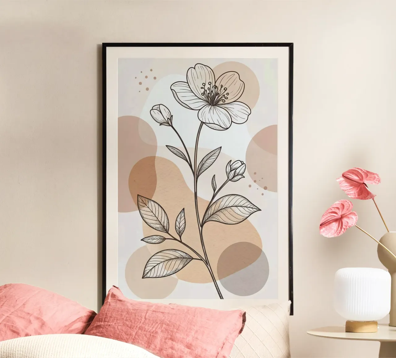 draw shape and flower poster con telaio in alluminio da lily
