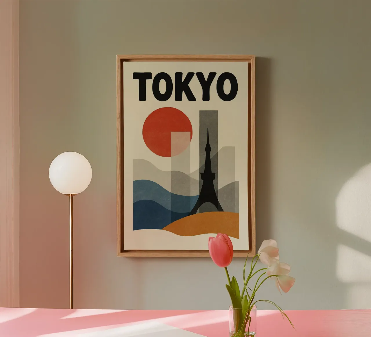 Poster Tokio - Moderne en minimalistische abstracte poster canvas met Baklijst van JETLAG | affiches voyage