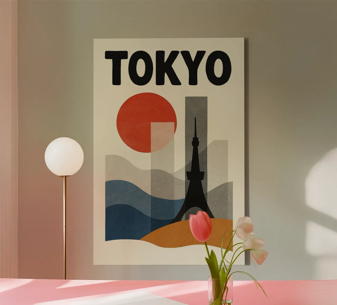 Poster Tokio - Moderne en minimalistische abstracte poster canvas met Baklijst van JETLAG | affiches voyage