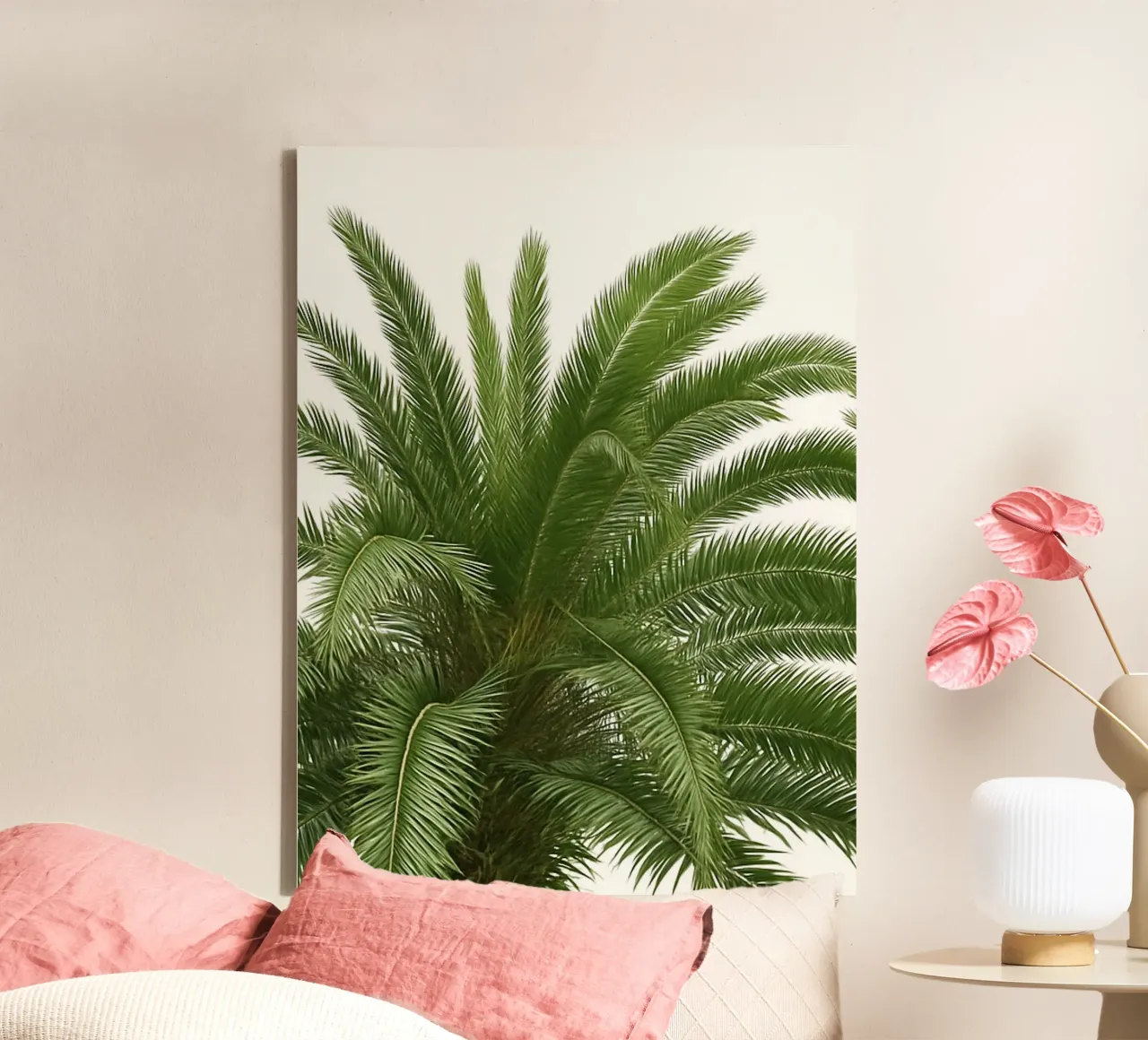 Palmera tropical Green Vibes lienzo con Marco flotante de Casa Calm